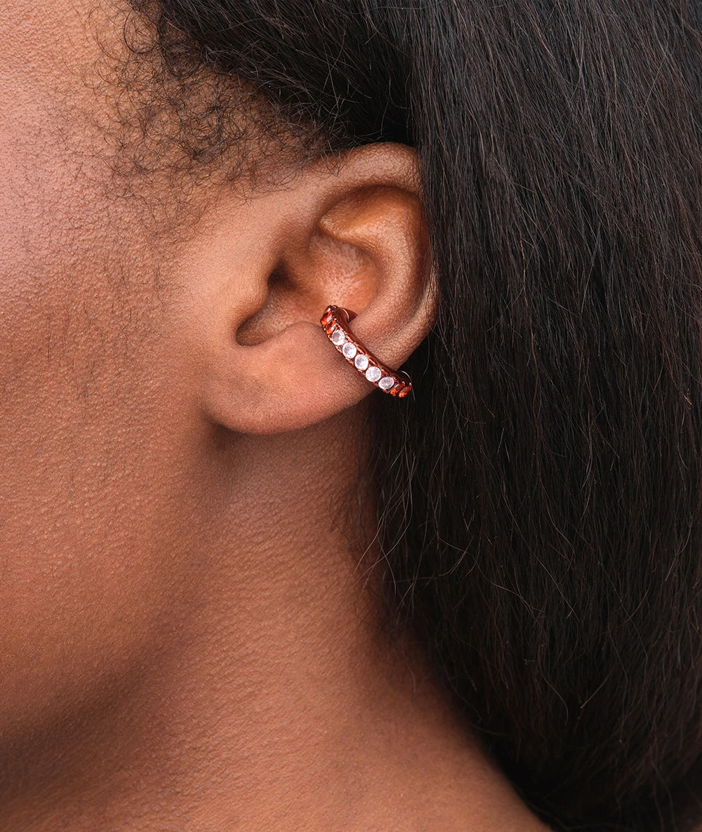 Ear cuff rond rouge zircons rouges et roses Abi L R
