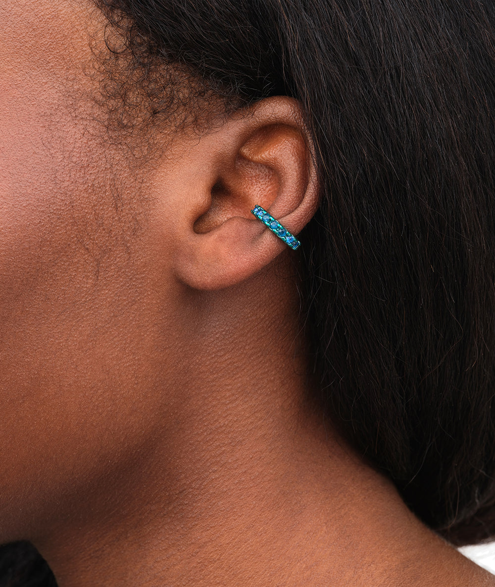 Ear cuff rond turquoise et zircons bleus Abi S T