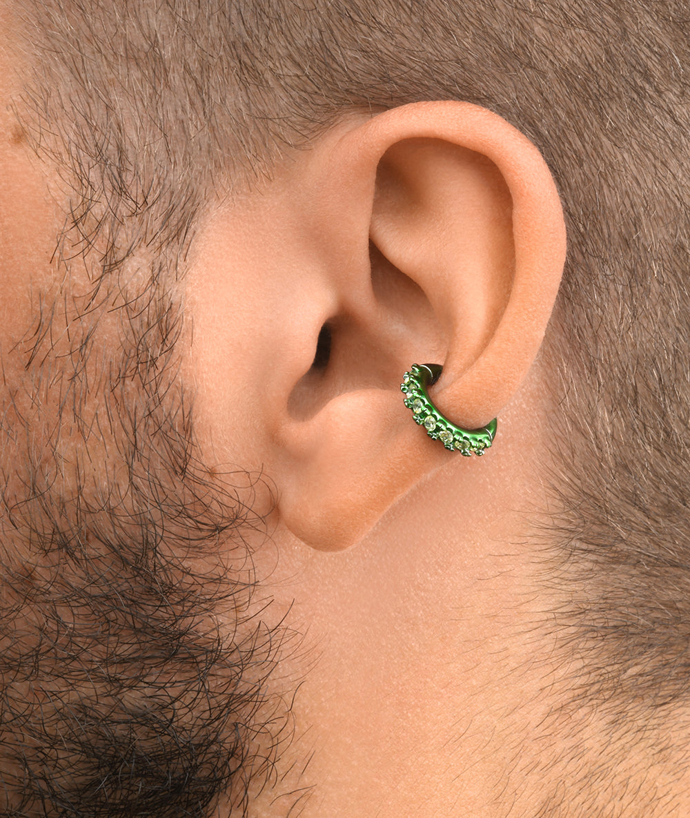 Ear cuff rond vert et zircons jaune Abi S SG