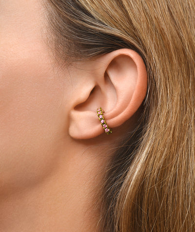 Round silver ear cuff with zircons Kim S - YParis