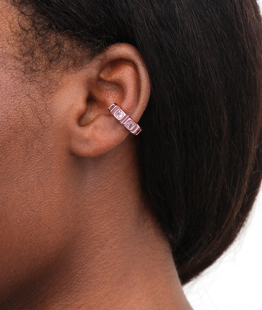 Ear cuff rose et zircons fuchsia Dibba L LP