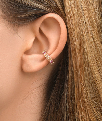 Ear cuff rose gold avec zircons jaunes et roses Dibba S RG - YParis