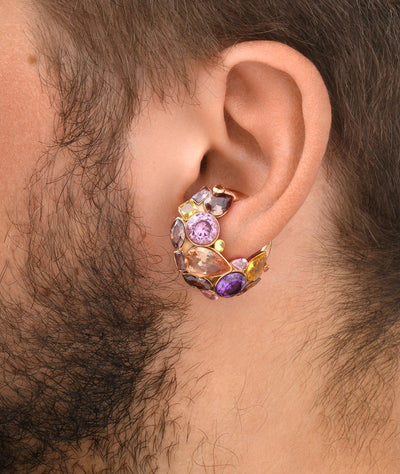 Ear cuff rose gold avec zircons multicolores DAHLIA RG - YParis