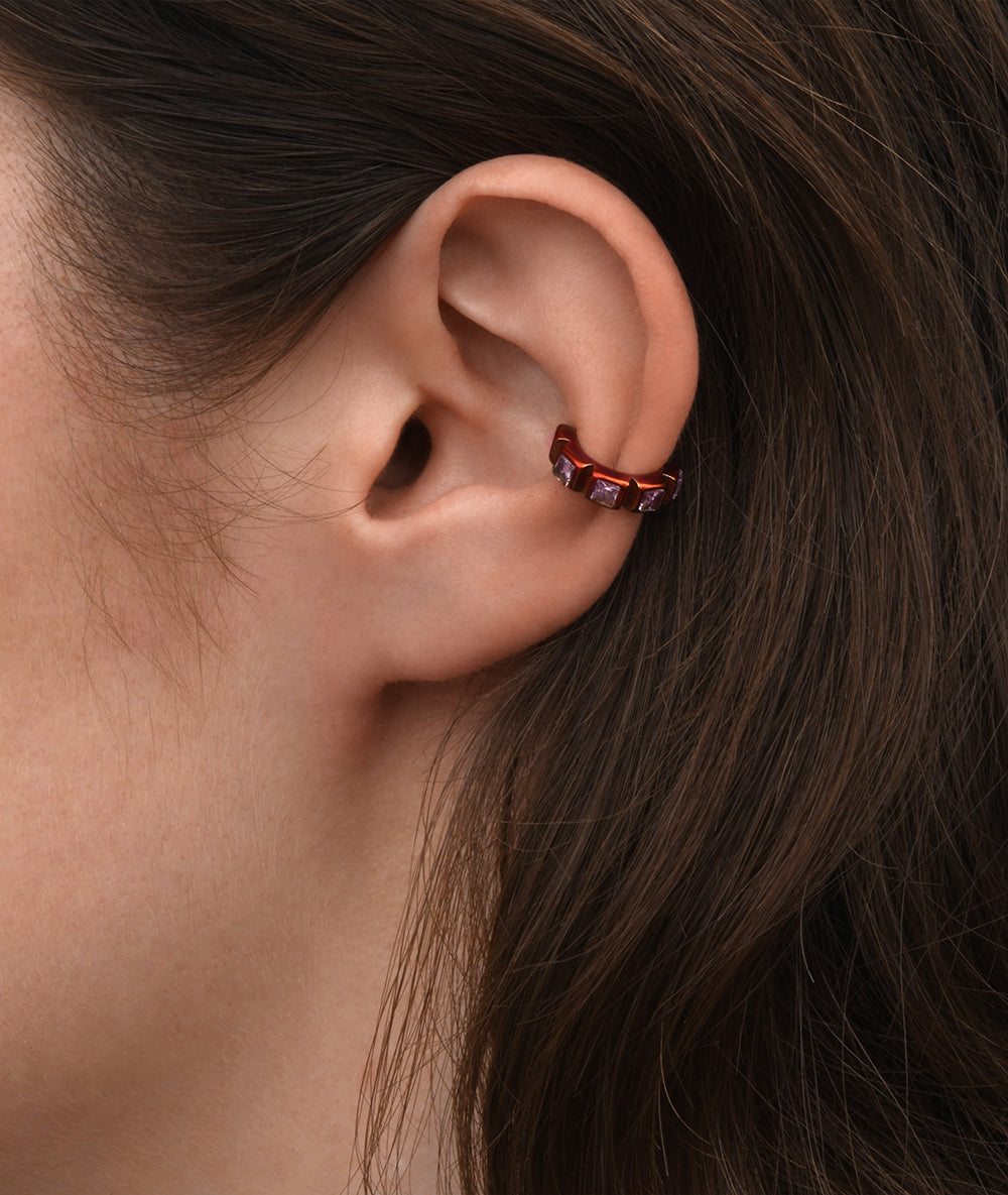 Ear cuff rouge zircons roses Dibba S R