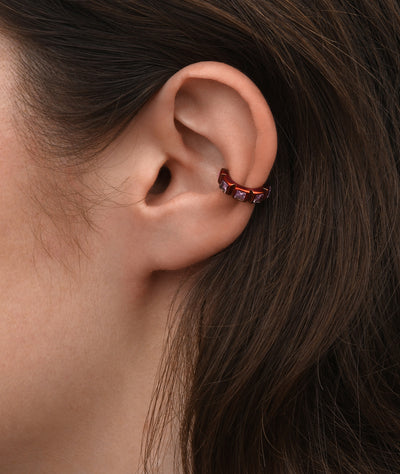 Ear cuff rouge zircons roses Dibba S R - YParis