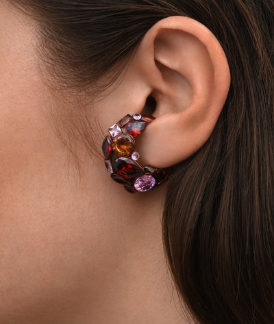 Ear cuff rouge zircons roses et marrons Dahlia R - YParis