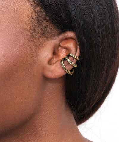 Ear cuff triple doré et rivets effet vintage DARK RIDLEY VG - YParis