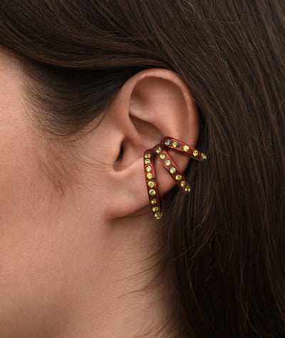 Ear cuff triple orange et zirconiums jaunes Yaz O - YParis