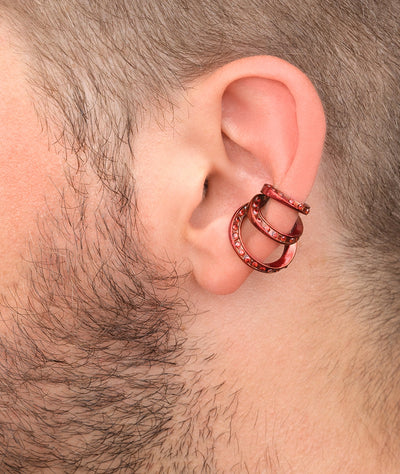 Ear cuff triple rouge zircons rouges Yaz R - YParis