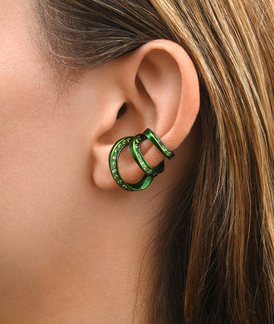 Ear cuff triple vert et zirconiums vert clair YAZ SG - YParis