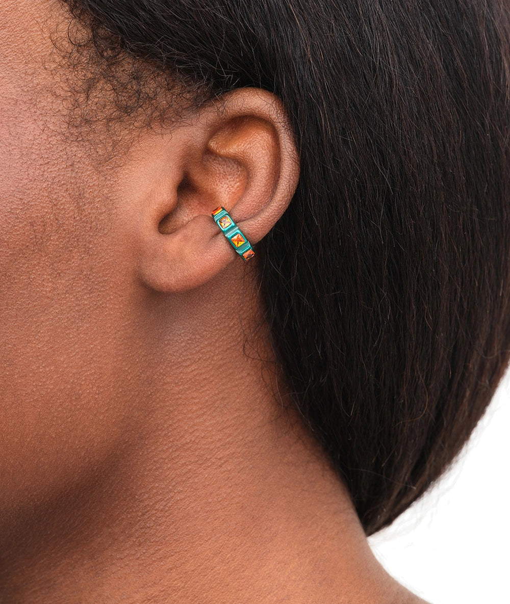 Ear cuff turquoise zircons oranges Dibba S T
