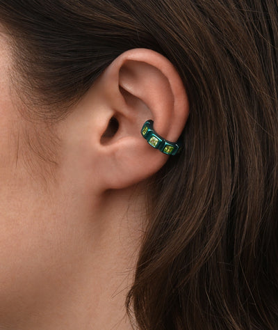 Ear cuff turquoise zircons verts Dibba L T - YParis