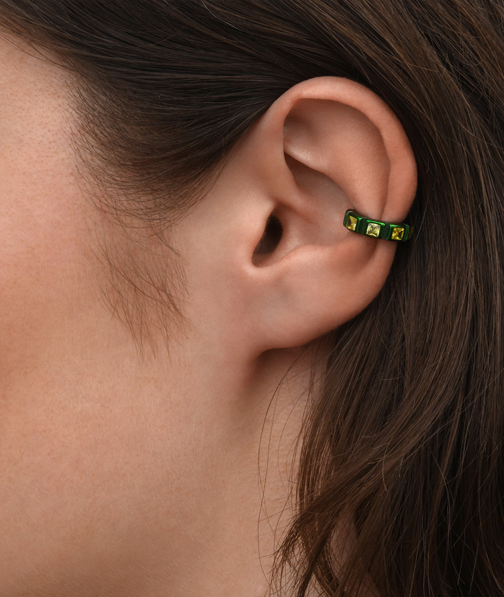 Ear cuff vert et zircons jaunes Dibba S SG