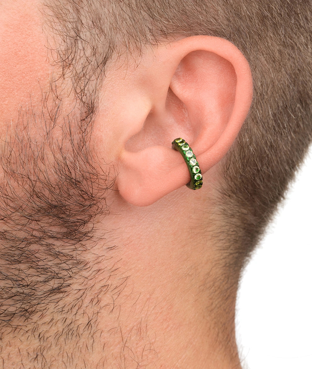 Ear cuff vert et zircons jaunes et olive Abi L SG
