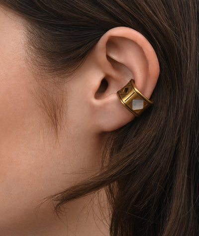 Earcuff or mat carré et nacre SHOMA VG 3.5mm - YParis