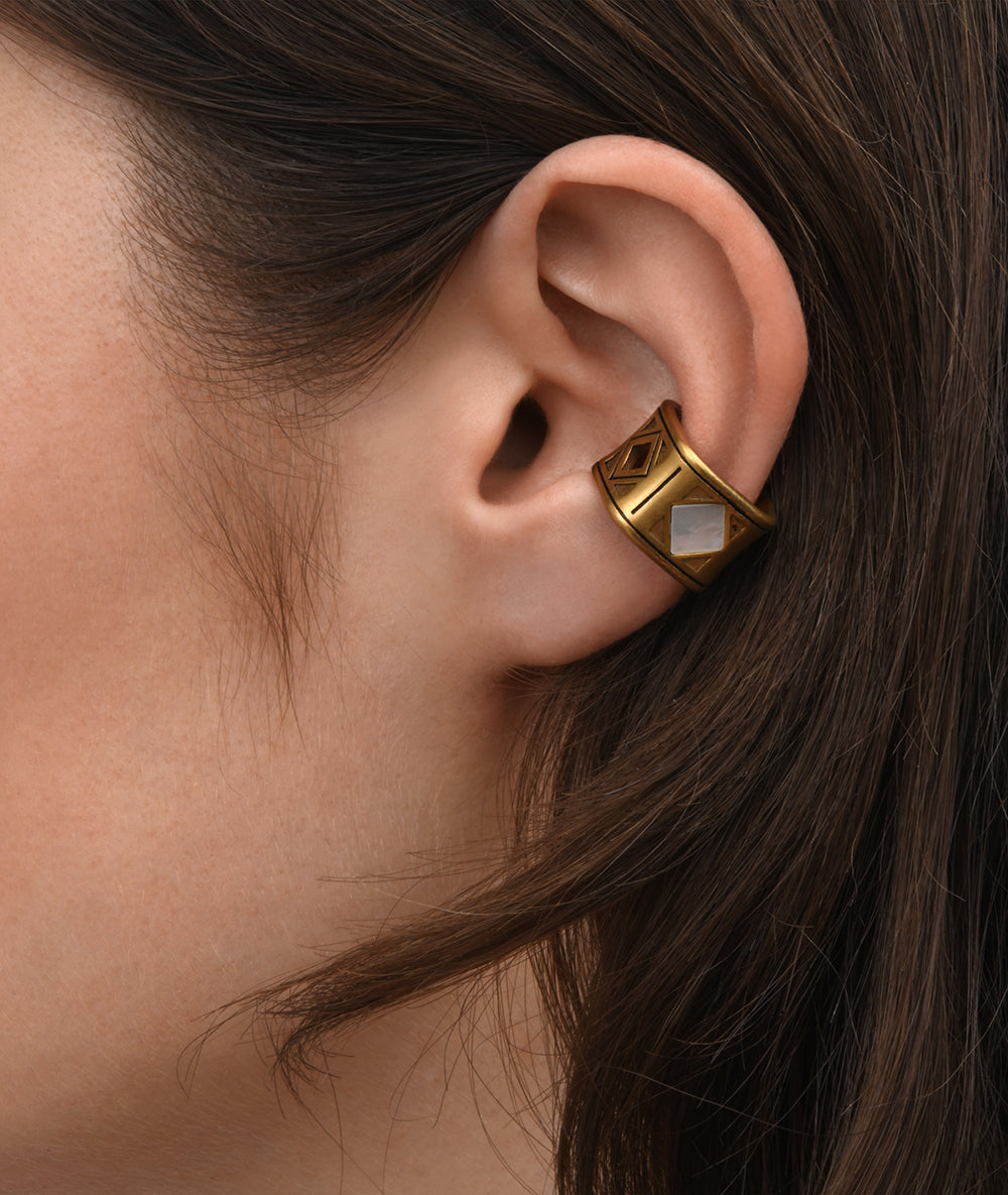 Earcuff or mat carré et nacre SHOMA VG 4.5mm
