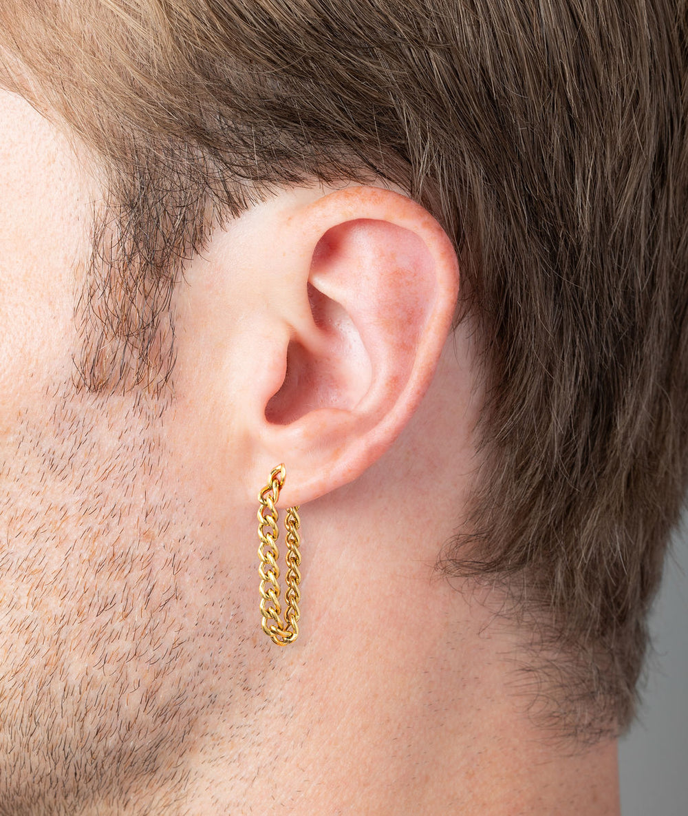 Skyler G gold chain pendant earring