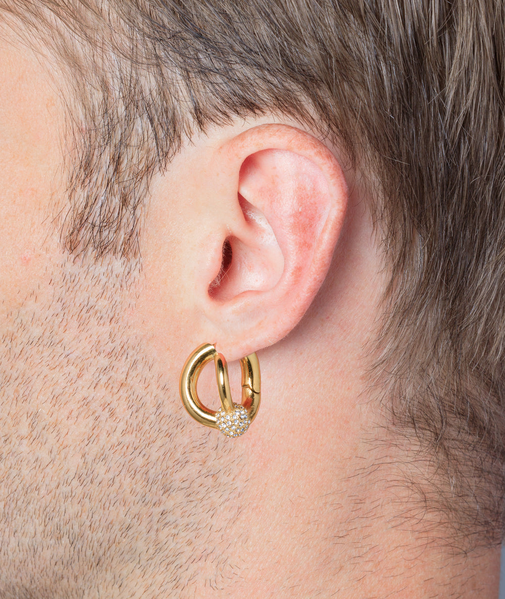 Boucle d'oreille créole dorée avec boule zirconiums Missie Star G
