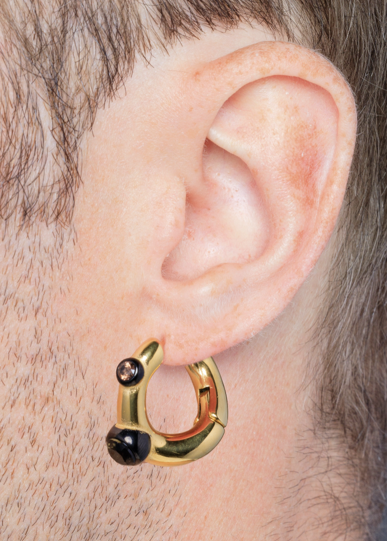 Boucle d'oreille créole dorée avec zirconium Campbell GB