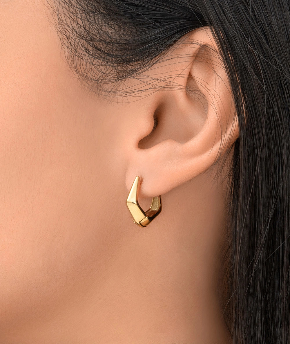 Boucle d'oreille créole géométrique dorée OTO G