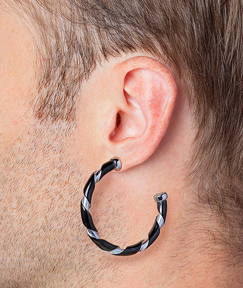 Allo BS two-tone twisted hoop earring