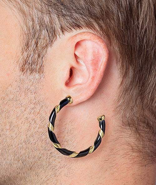 Allo GB two-tone twisted hoop earring