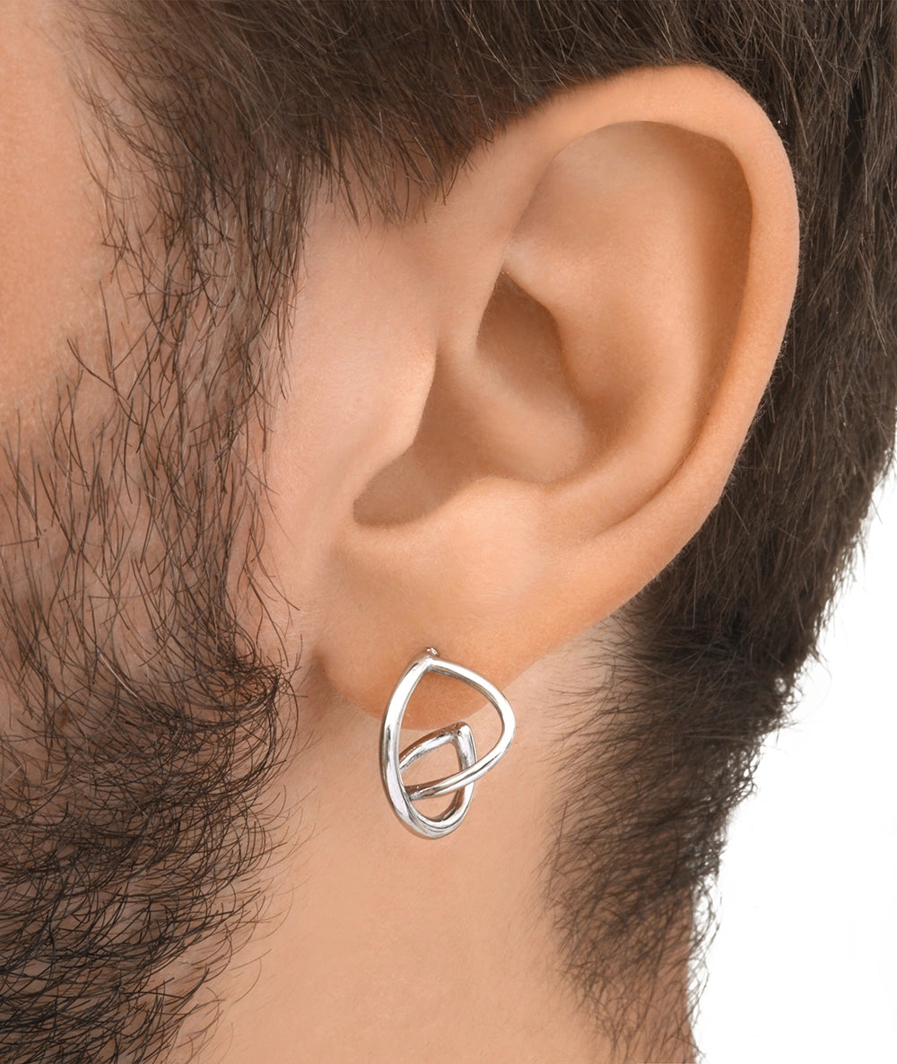 Boucle d'oreille créole torsadée argentée SANNA S