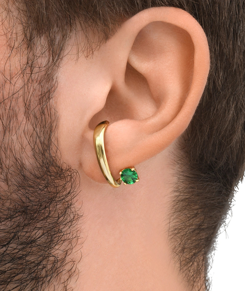 Boucle d'oreille dorée avec zircon vert (gauche) LIF L G