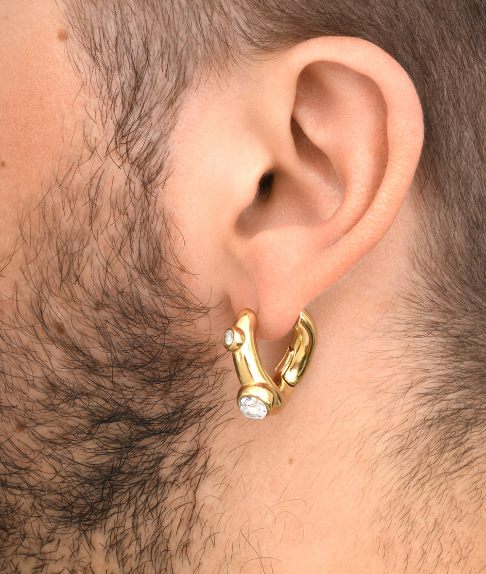Campbell G Gold Earring with Zirconium