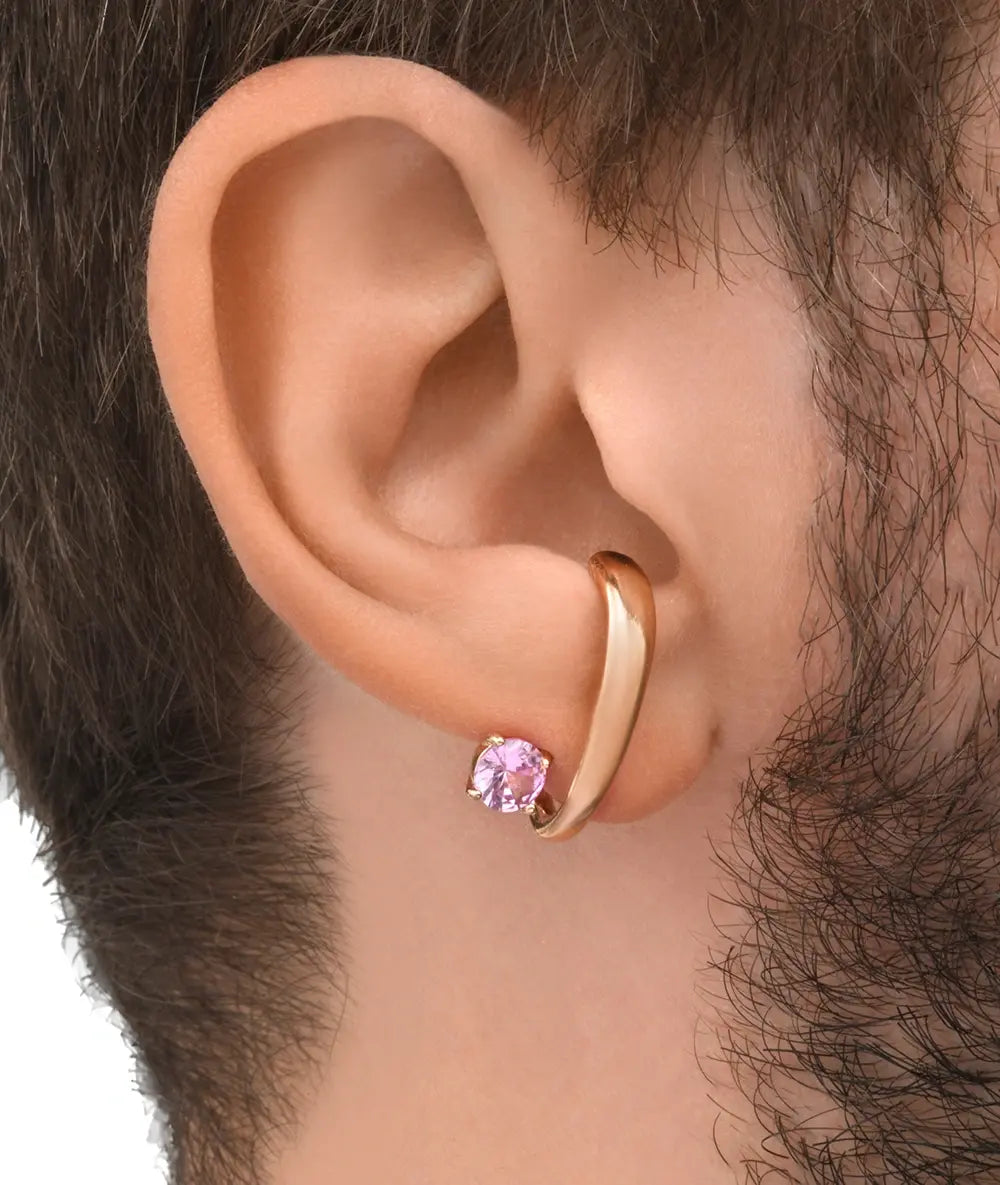 Boucle d'oreille or rose avec zircon rose (droit) LIF R RG