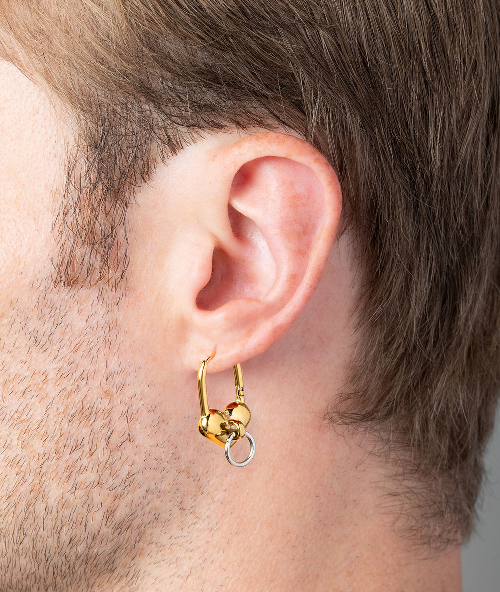Boucle d'oreille pendante cadenas cœur Passion Bi