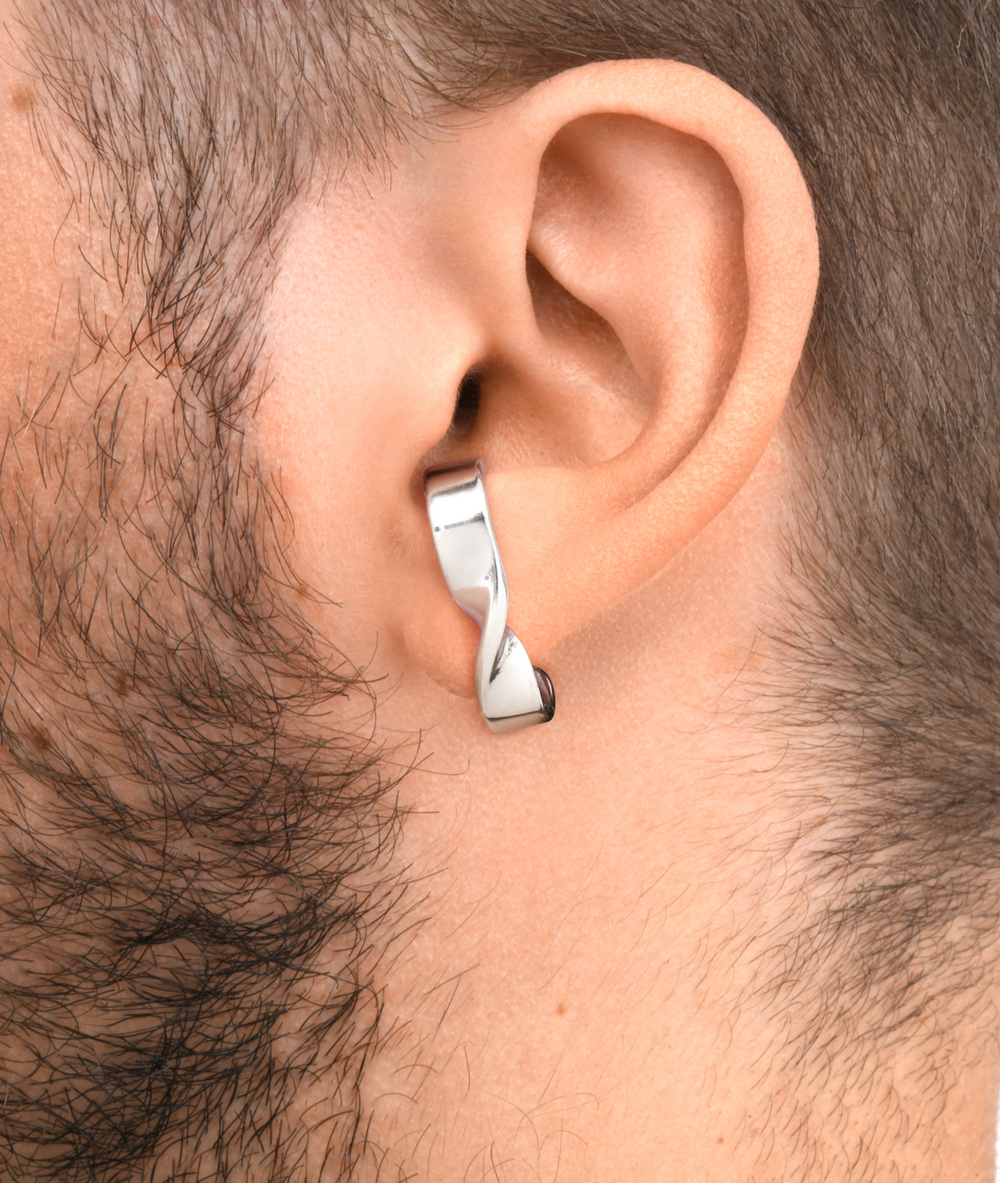 Boucle d'oreille torsade argentée Carter S