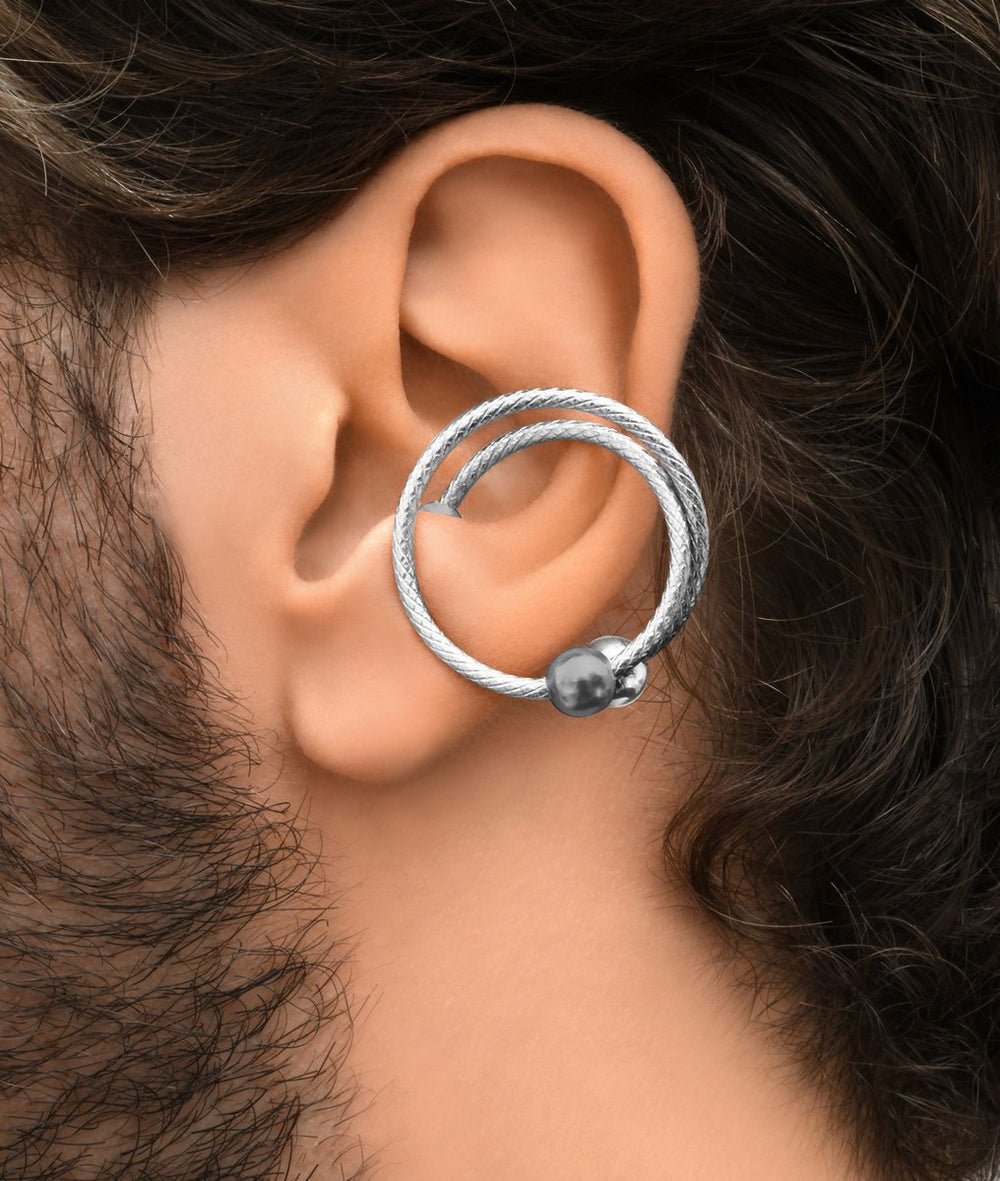 Ear cuff argent spirale perles d'eau douce FUSION S