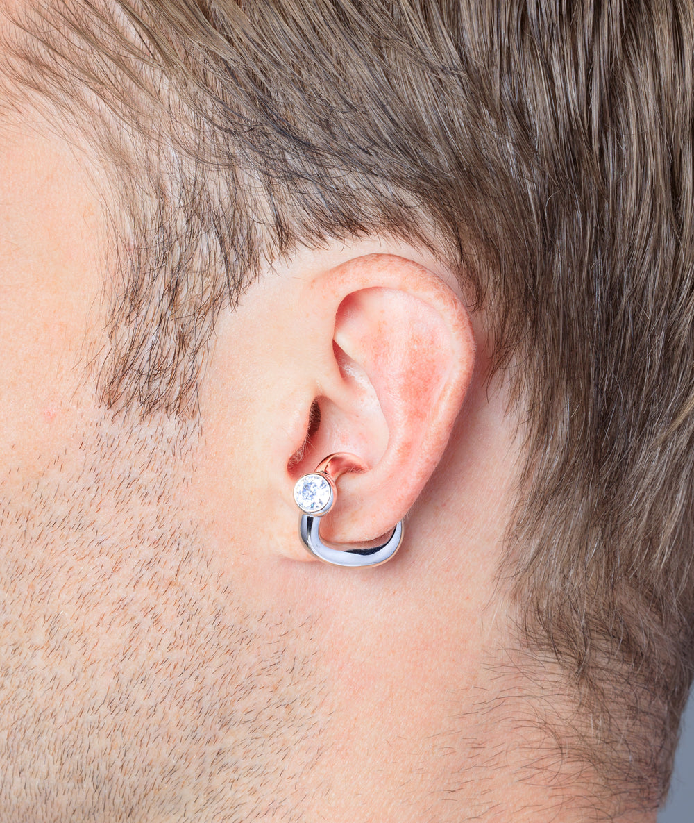Nyx S silver zirconium ear cuff