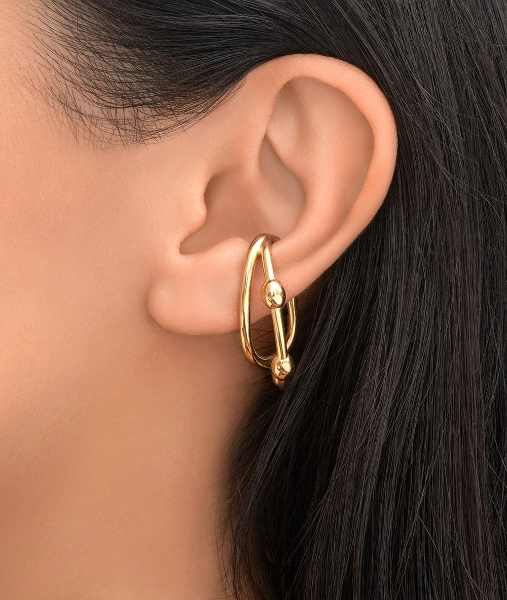 Rounded gold ear cuff with SUGAR G balls