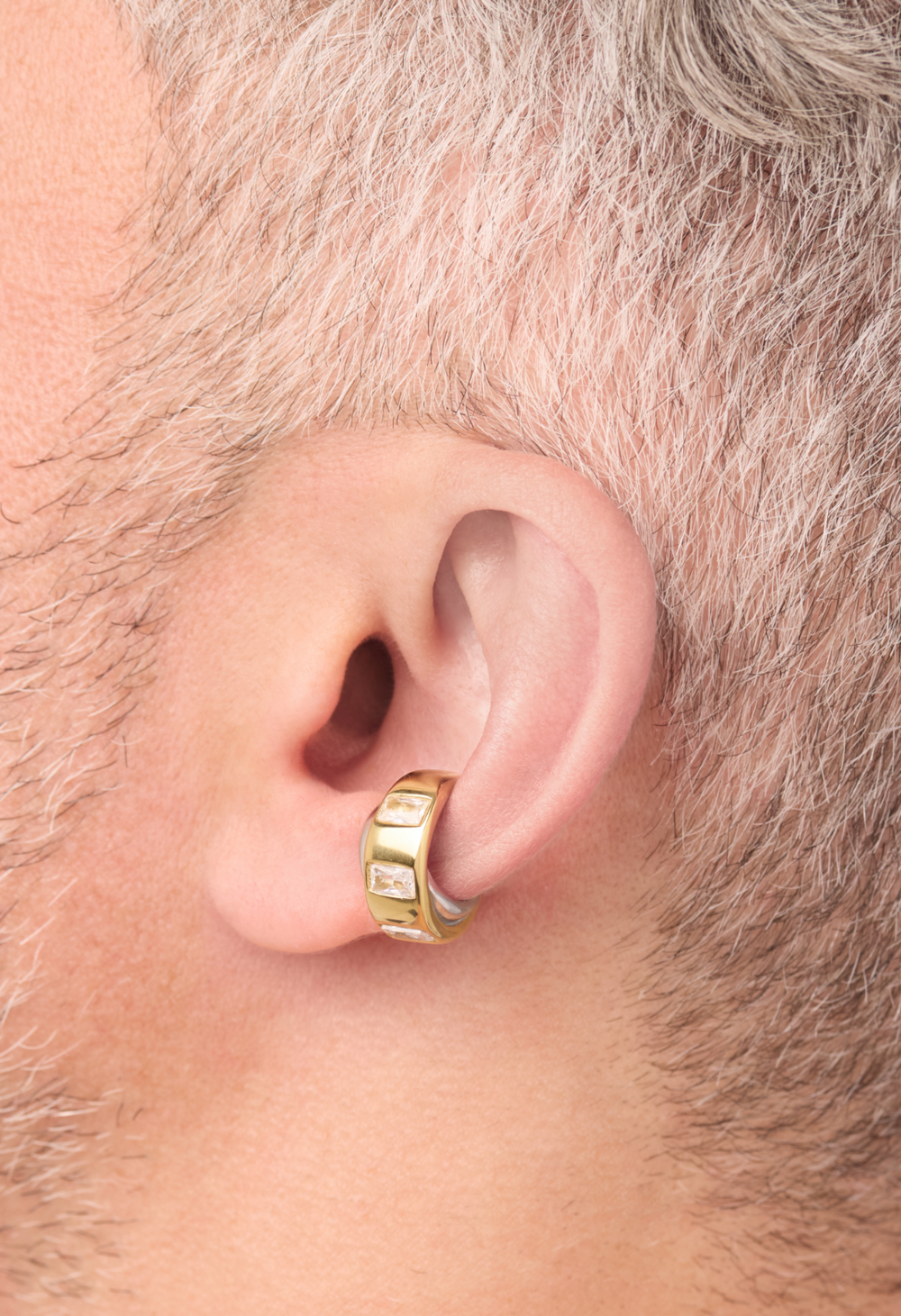 Two-tone ear cuff with white zirconium Draco BI