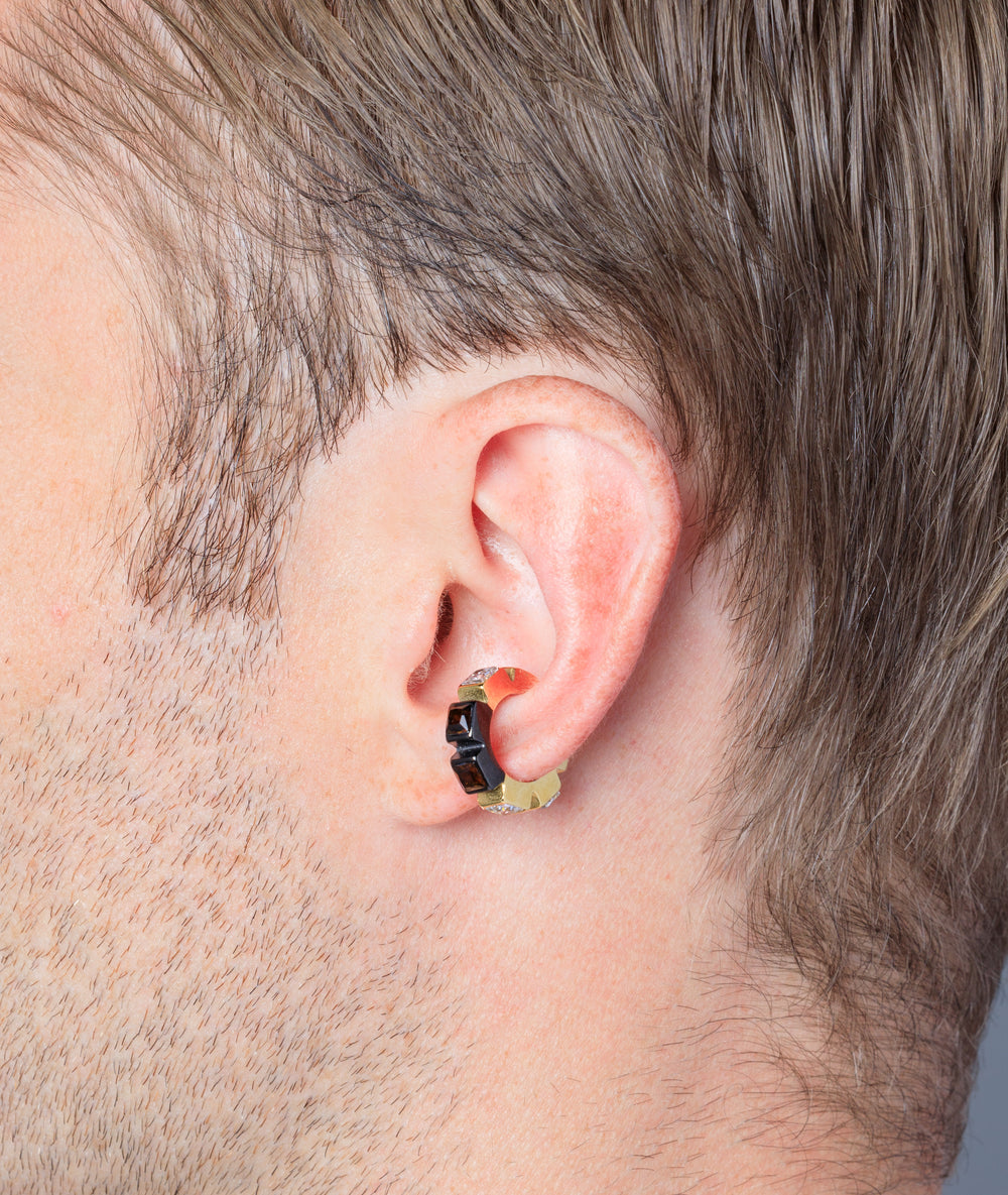 Ear cuff bicolore avec zirconiums marrons et blancs Lex GB
