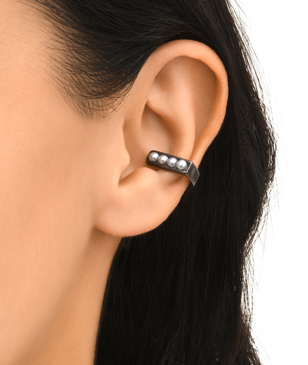 Ear cuff  doré et perles blanches KIRA VS