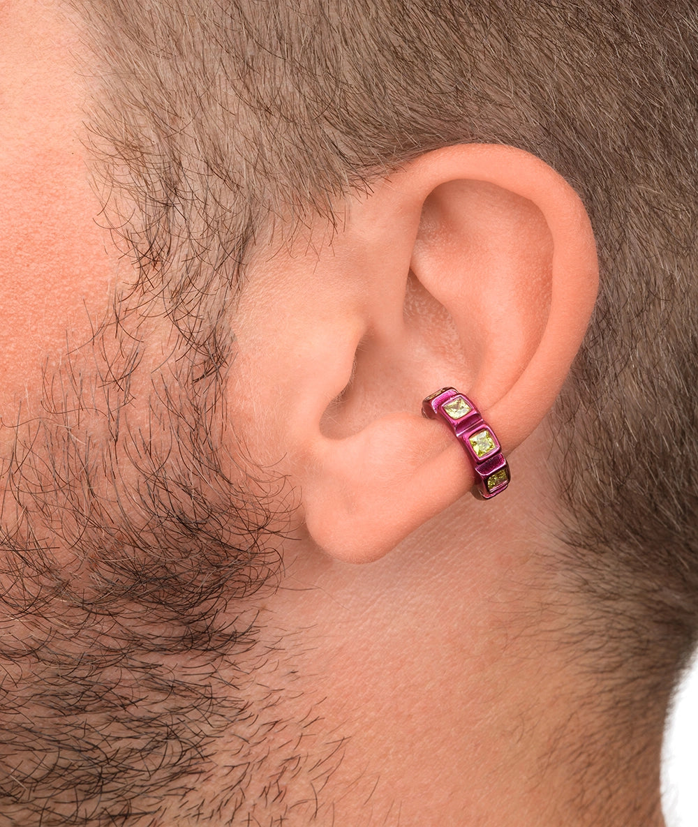 Ear cuff fuschia et zircons verts Dibba L P