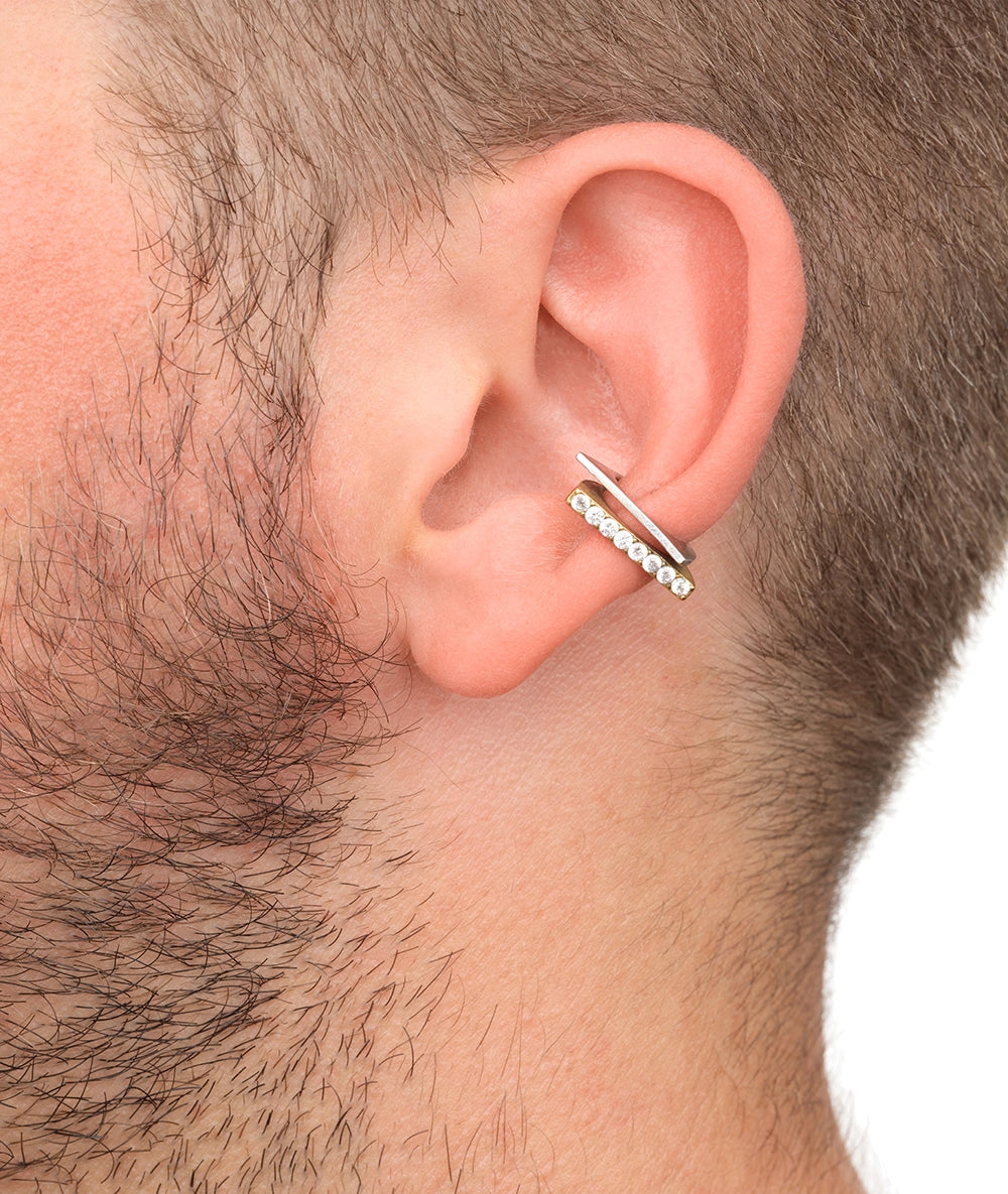 Ear cuff géométrique bicolore et zircons ELVA BI