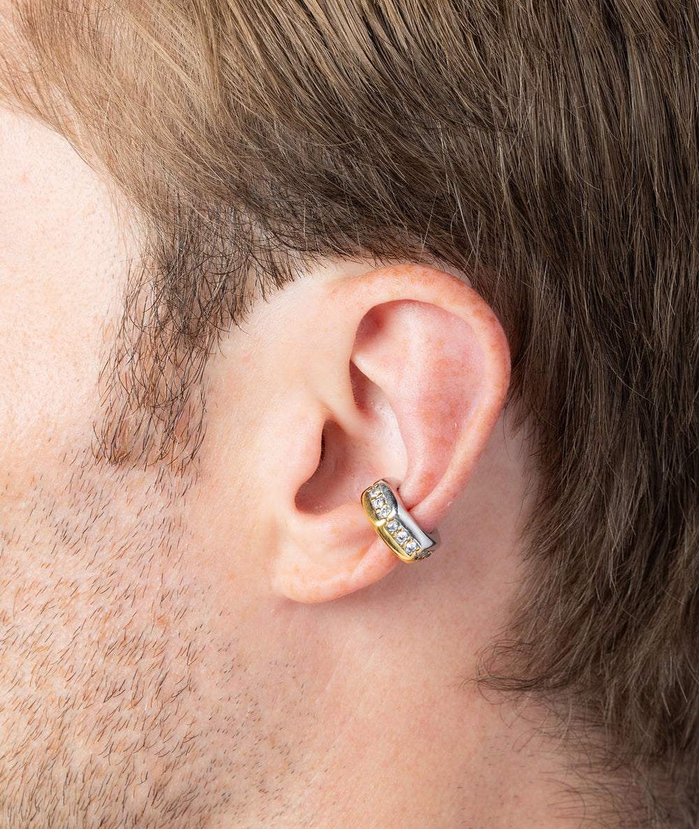 Ear cuff hexagonal bicolour and zirconiums Lovis Bi