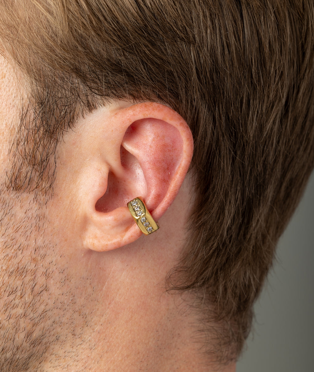 Ear cuff héxagonal doré et zirconiums Lovis G