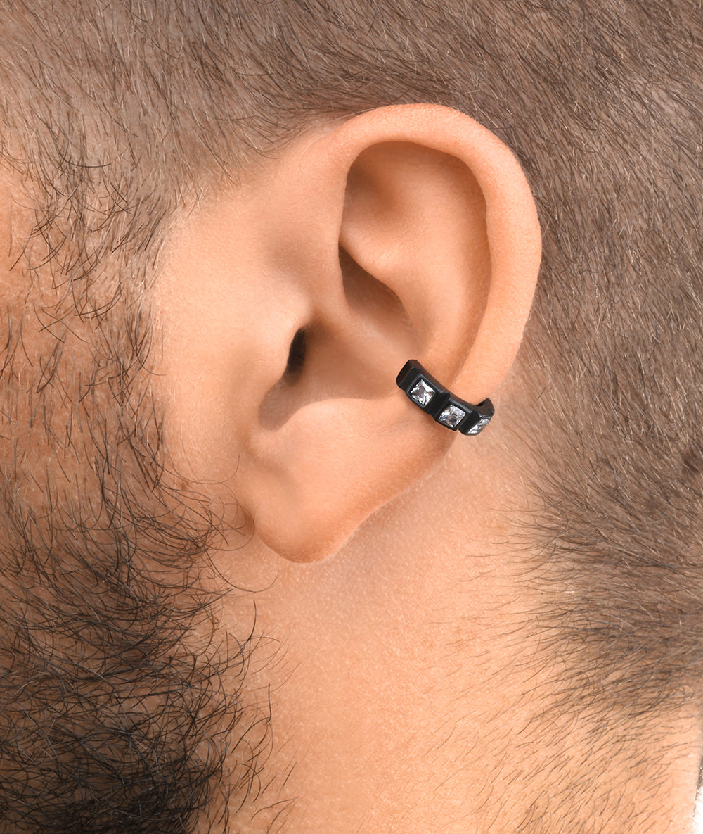 Loki S silver and zirconium ear cuff