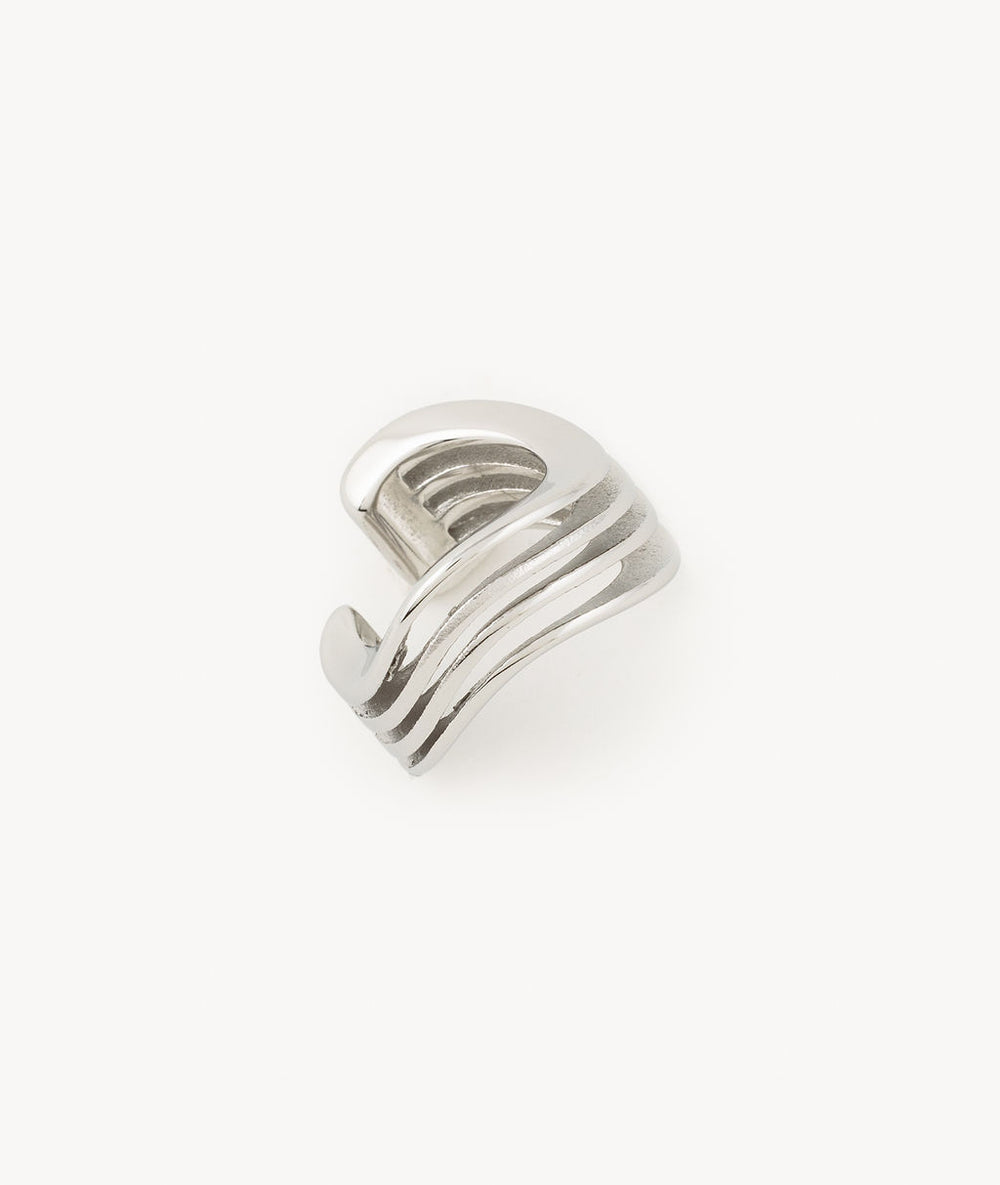 Wavy triple S ear cuff, silver plated