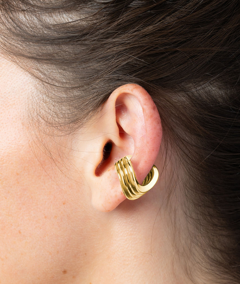 Wavy triple S ear cuff, silver plated
