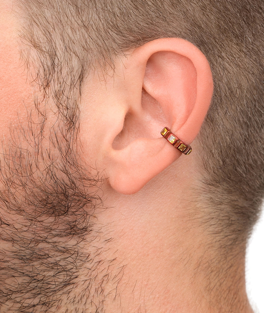 Ear cuff orange zircons jaunes Dibba S O