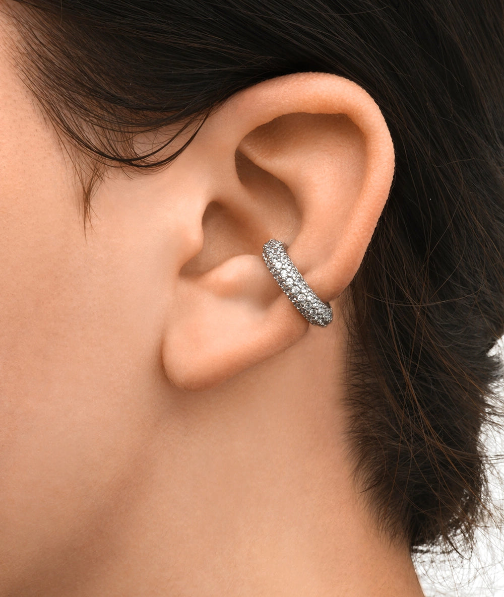 Ear cuff rond argenté avec zircons ALF S