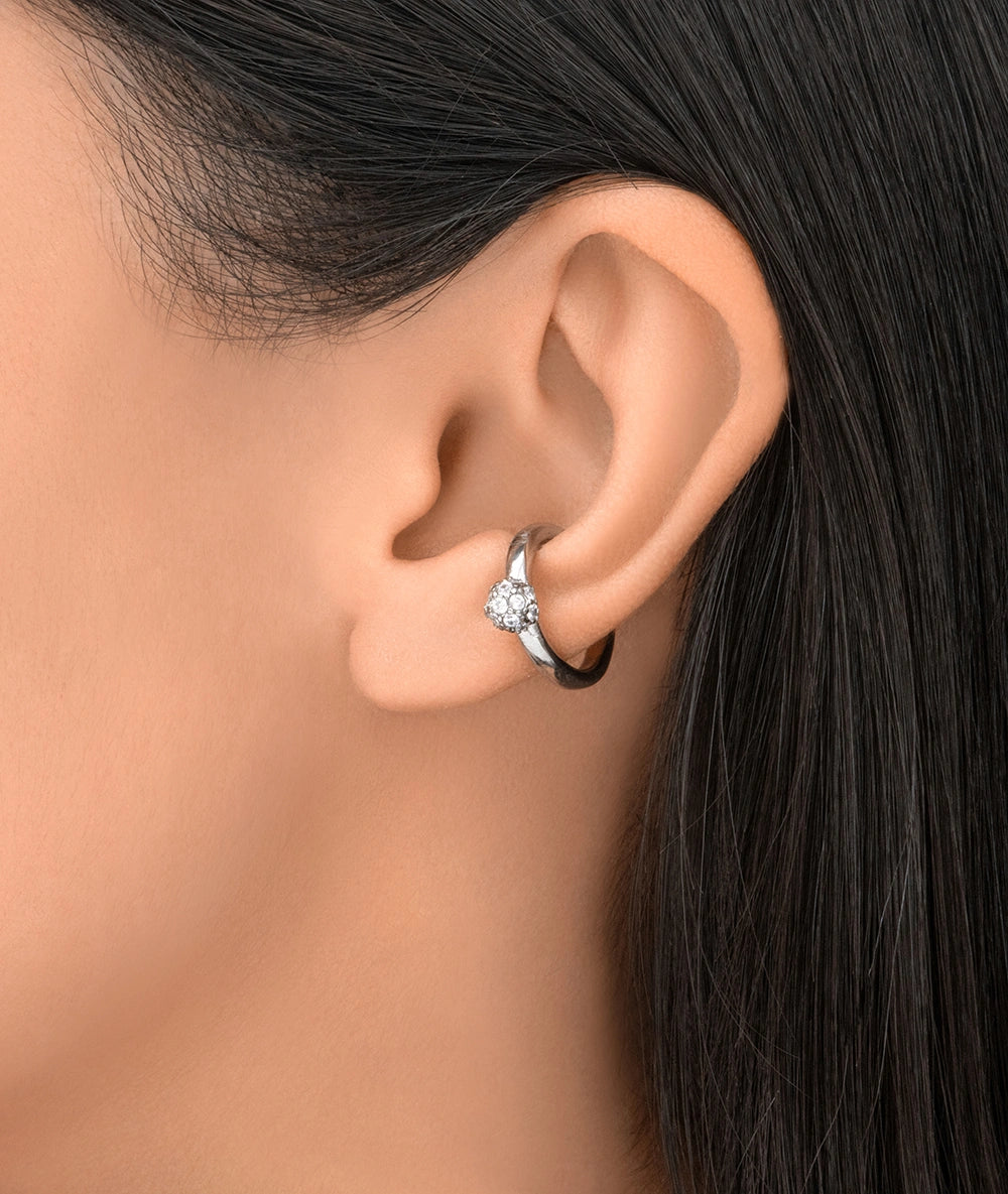 Round silver ear cuff with zircons STELLA S