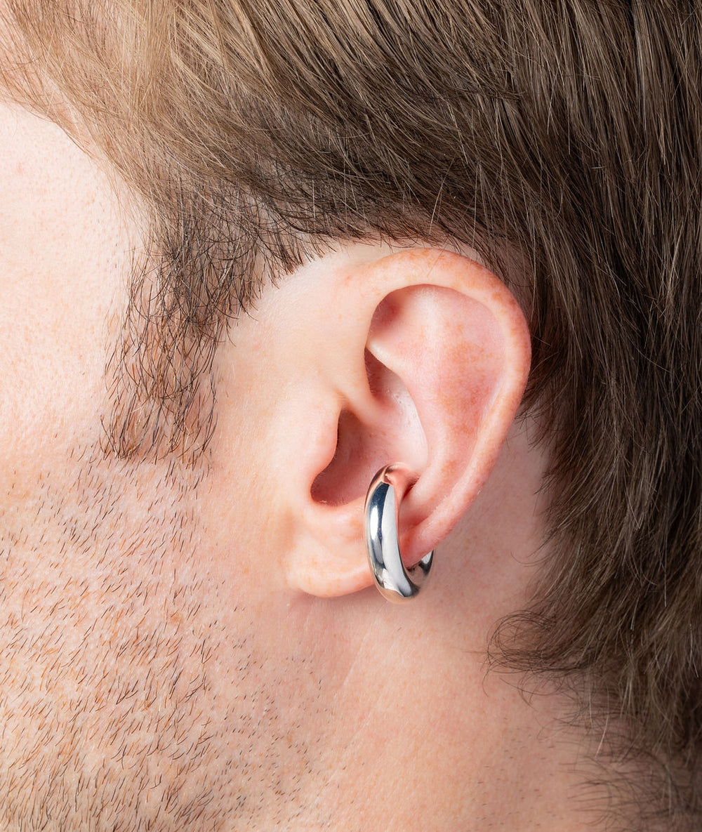 Ear cuff rond argenté Big Bowie S