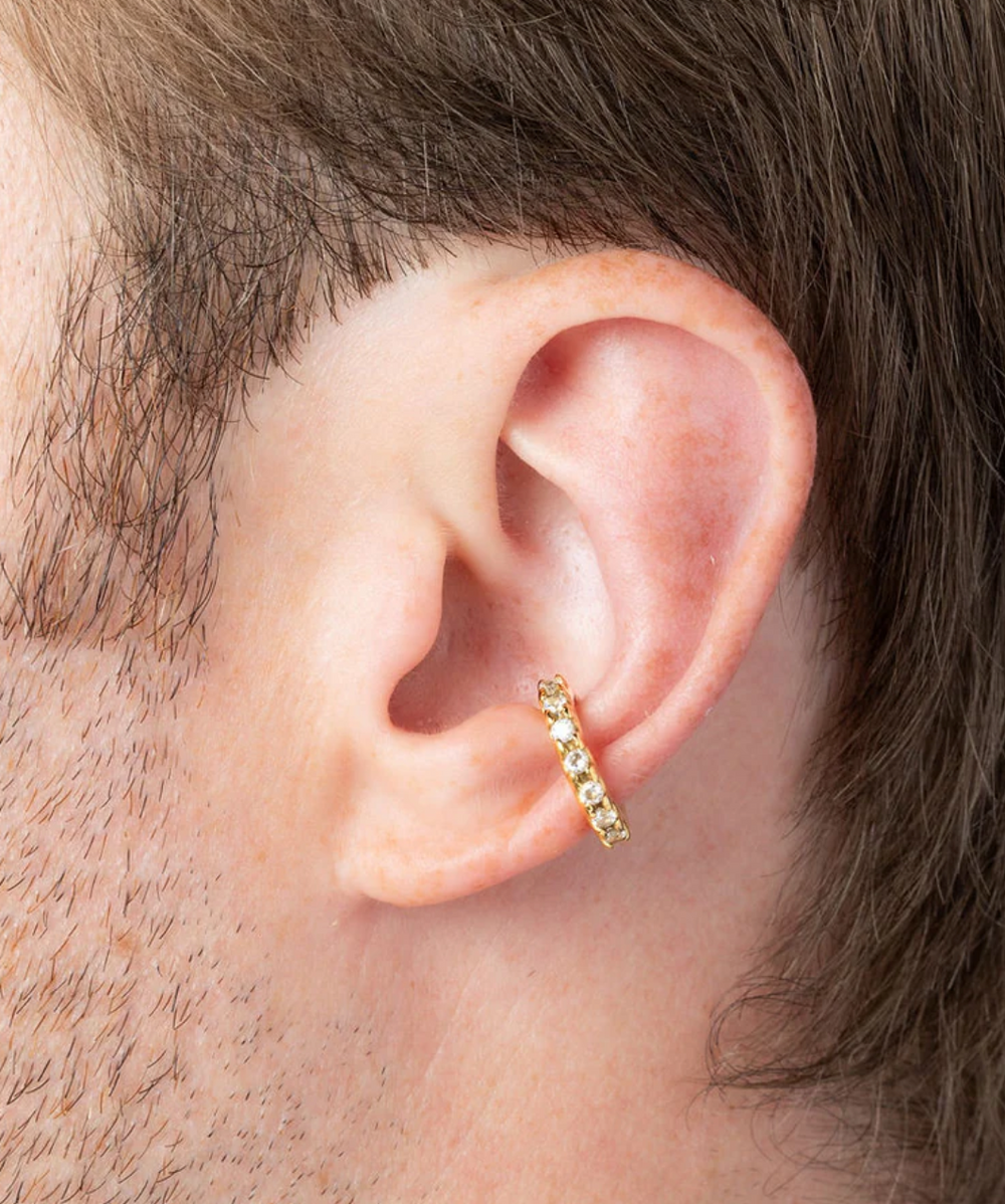 Round silver ear cuff with zircons Kim S
